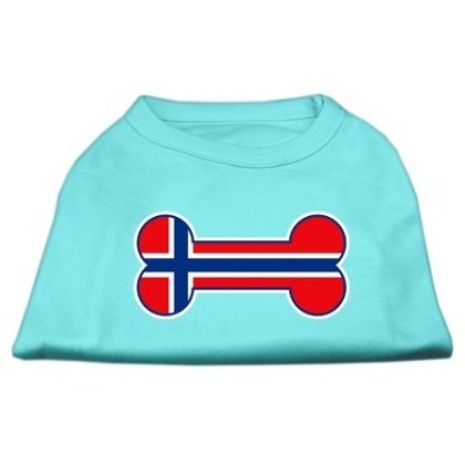 Bone Shaped Norway Flag Screen Print Shirts Aqua L