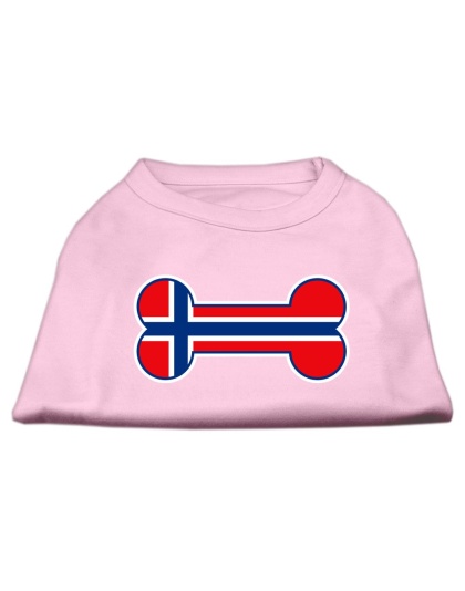Bone Shaped Norway Flag Screen Print Shirts Light Pink L