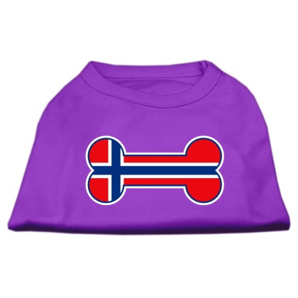 Bone Shaped Norway Flag Screen Print Shirts Purple L