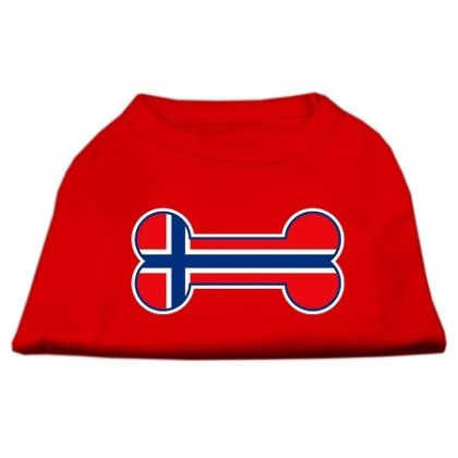 Bone Shaped Norway Flag Screen Print Shirts Red L