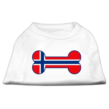 Bone Shaped Norway Flag Screen Print Shirts White L