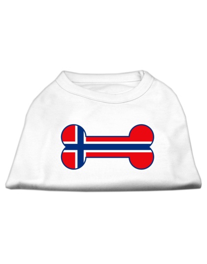 Bone Shaped Norway Flag Screen Print Shirts White L