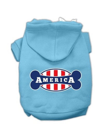 Bonely in America Screen Print Pet Hoodies Baby Blue Size Lg