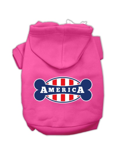 Bonely in America Screen Print Pet Hoodies Bright Pink Size Lg