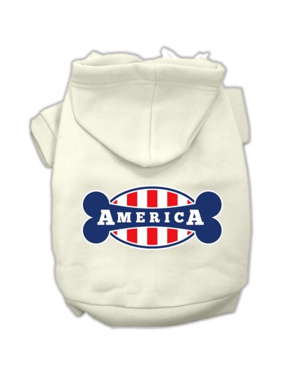 Bonely in America Screen Print Pet Hoodies Cream Size Lg