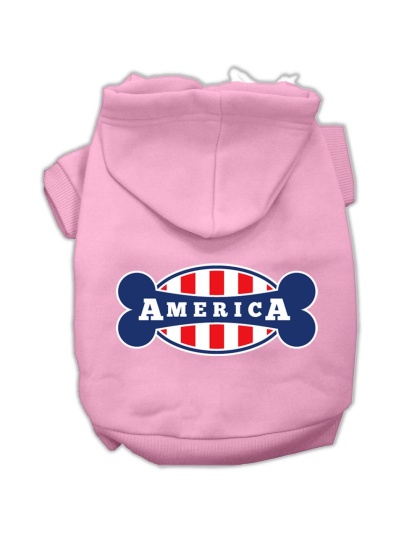 Bonely in America Screen Print Pet Hoodies Light Pink Size Lg