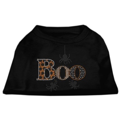 Boo Rhinestone Dog Shirt Black Lg