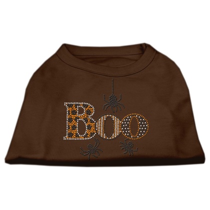 Boo Rhinestone Dog Shirt Brown Lg