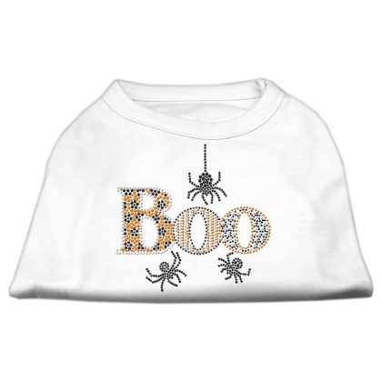 Boo Rhinestone Dog Shirt White Lg