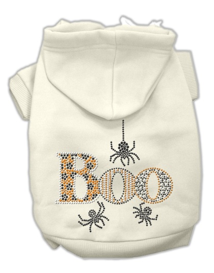 Boo Rhinestone Hoodies Cream L