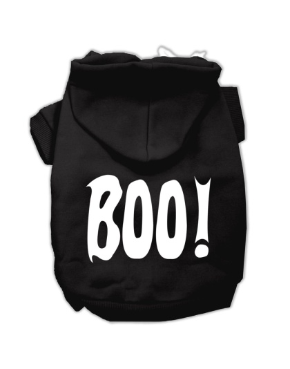 BOO! Screen Print Pet Hoodies Black Size Lg