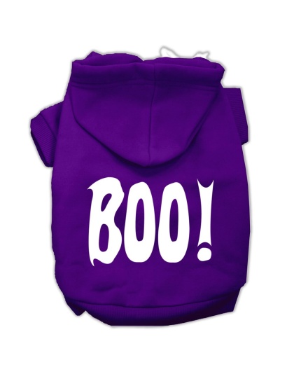 BOO! Screen Print Pet Hoodies Purple Size Lg