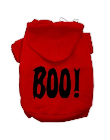 BOO! Screen Print Pet Hoodies Red Size Lg