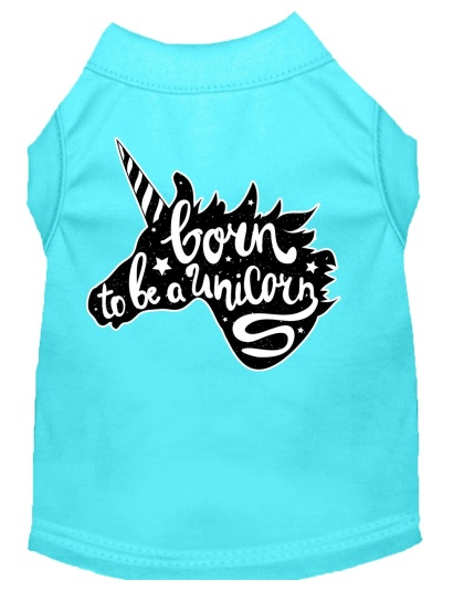 Born to be a Unicorn Screen Print Dog Shirt Aqua Lg