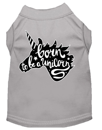 Born to be a Unicorn Screen Print Dog Shirt Grey Lg