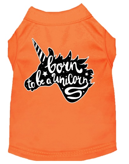 Born to be a Unicorn Screen Print Dog Shirt Orange Lg