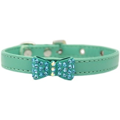 Bow-dacious Crystal Dog Collar Aqua Size 10