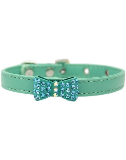 Bow-dacious Crystal Dog Collar Aqua Size 10