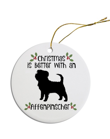 Breed Specific Round Christmas Ornament Affenpinscher