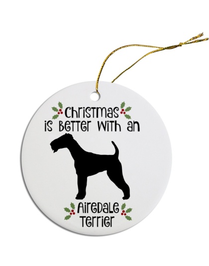 Breed Specific Round Christmas Ornament Airedale Terrier