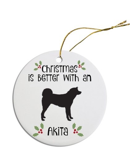 Breed Specific Round Christmas Ornament Akita