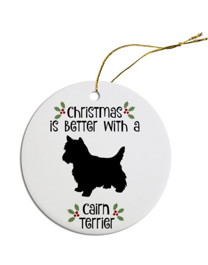 Breed Specific Round Christmas Ornament Cairn Terrier