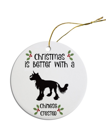 Breed Specific Round Christmas Ornament Chinese Crested