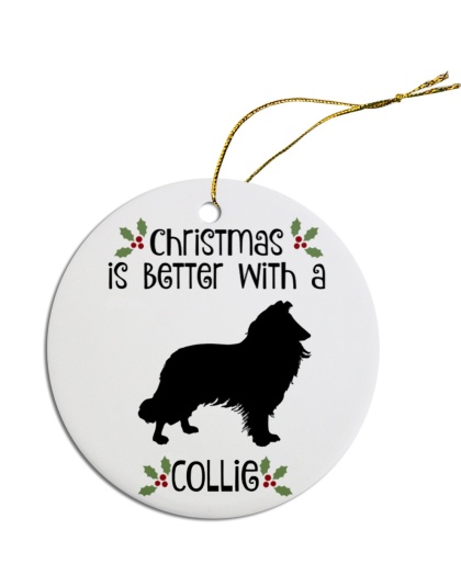 Breed Specific Round Christmas Ornament Collie