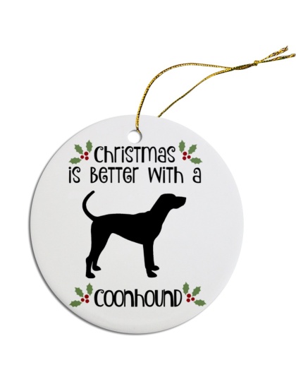 Breed Specific Round Christmas Ornament Coonhound