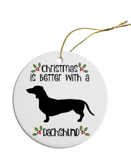 Breed Specific Round Christmas Ornament Dachshund