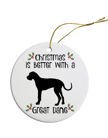 Breed Specific Round Christmas Ornament Great Dane