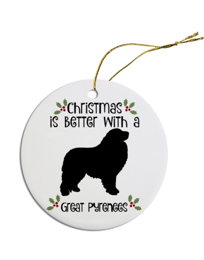 Breed Specific Round Christmas Ornament Great Pyrenees