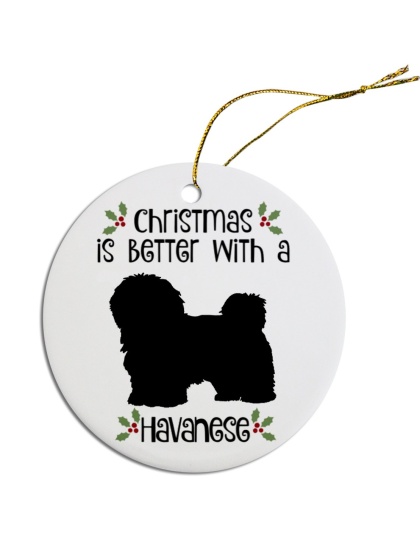 Breed Specific Round Christmas Ornament Havanese