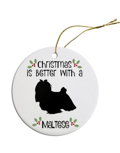 Breed Specific Round Christmas Ornament Maltese