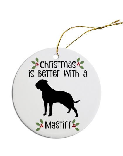 Breed Specific Round Christmas Ornament Mastiff