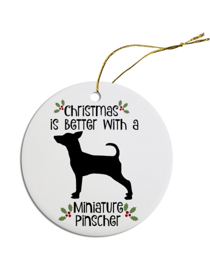 Breed Specific Round Christmas Ornament Miniature Pinscher