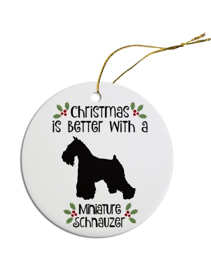 Breed Specific Round Christmas Ornament Miniature Schnauzer