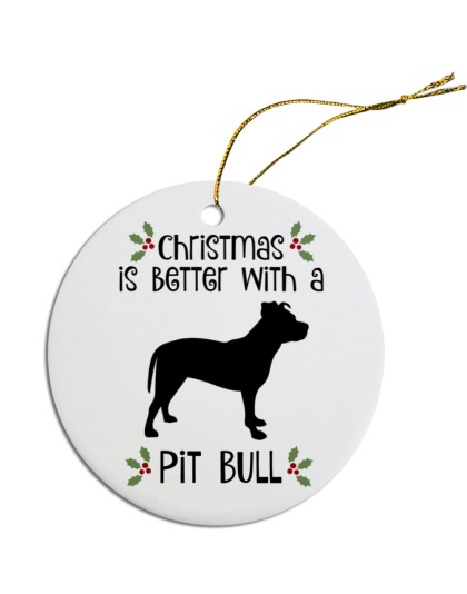 Breed Specific Round Christmas Ornament Pit Bull