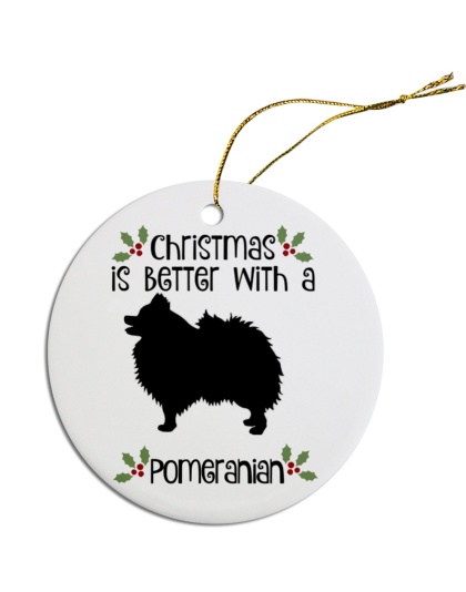 Breed Specific Round Christmas Ornament Pomeranian