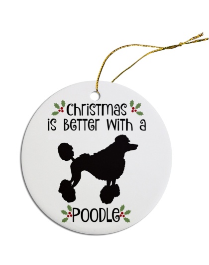 Breed Specific Round Christmas Ornament Poodle