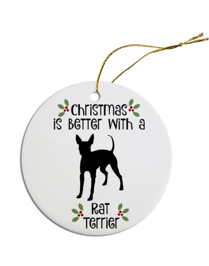 Breed Specific Round Christmas Ornament Rat Terrier