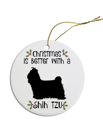 Breed Specific Round Christmas Ornament Shih Tzu