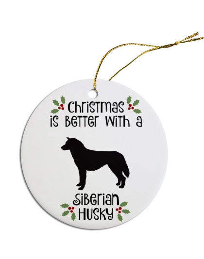 Breed Specific Round Christmas Ornament Siberian Husky