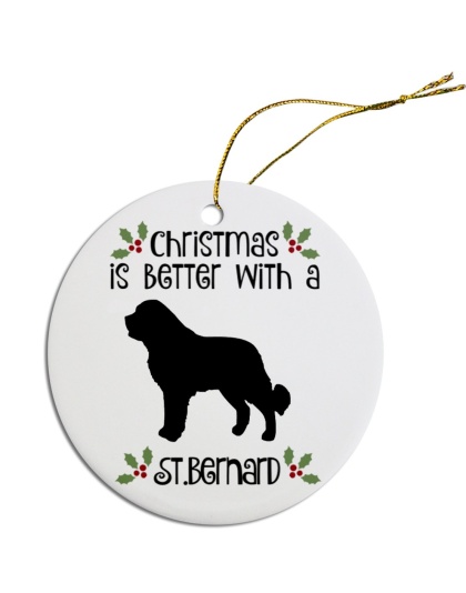 Breed Specific Round Christmas Ornament St Bernard