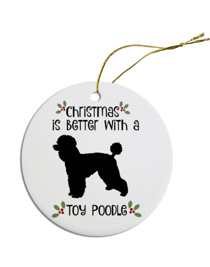 Breed Specific Round Christmas Ornament Toy Poodle