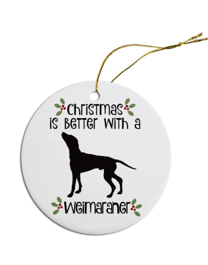 Breed Specific Round Christmas Ornament Weimaraner