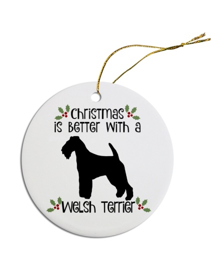 Breed Specific Round Christmas Ornament Welsh Terrier