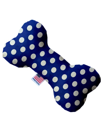 Bright Blue Swiss Dots 10 Inch Canvas Bone Dog Toy