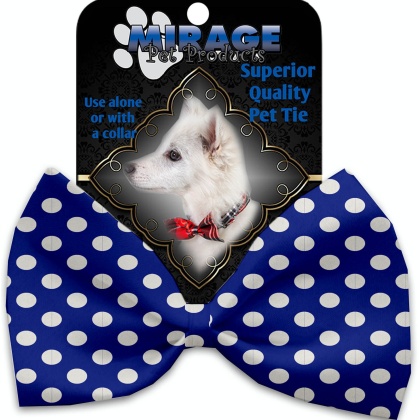 Bright Blue Swiss Dots Pet Bow Tie