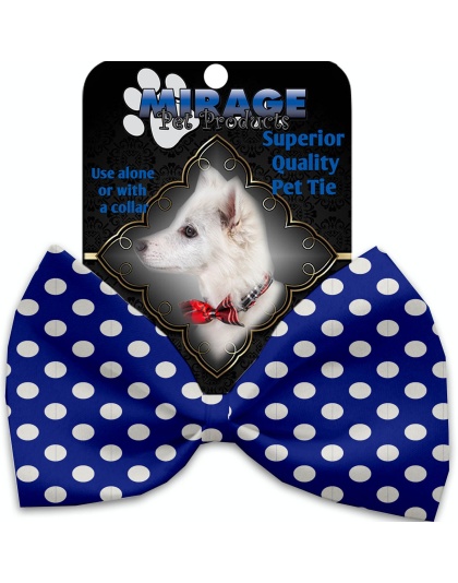 Bright Blue Swiss Dots Pet Bow Tie